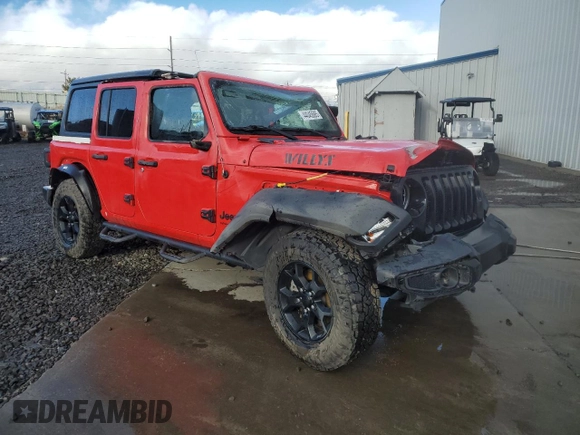 2021 Jeep Wrangler Unlimited Sport Altitude with VIN 1C4HJXDGXMW546873, listed as a Copart auction lot 44045685 with 33,592 mi miles and Salvage Title. Bid and sale history available at carsss.com. Image 4.