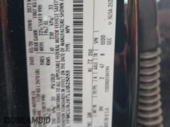 2020 Ford Escape Titanium z VIN 1FMCU9J97LUB25055, wystawiony jako Copart lot #60326945 z przebiegiem 78 711 mil mil oraz Szkoda całkowita • Salvage title. Historia ofert i sprzedaży dostępna na DreamBid. Obrazek 12.