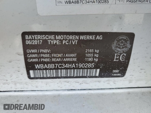 2017 BMW 3 Series 340i xDrive with VIN WBA8B7C34HA190285, listed as a Copart auction lot 42045855 with 60,509 mi miles and Salvage Title. Bid and sale history available at carsss.com. Image 12.