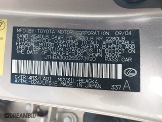 2005 Lexus ES 330 with VIN JTHBA30G255073920, listed as a IAAI auction lot 41886960 with 118,848 mi miles. Bid and sale history available at carsss.com. Image 9.
