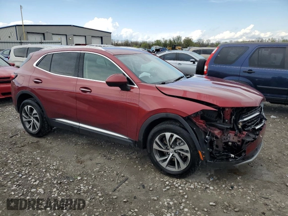 2023 Buick Envision Essence with VIN LRBFZNR47PD023991, listed as a Copart auction lot 52137015 with 19,376 mi miles and Salvage Title. Bid and sale history available at carsss.com. Image 4.