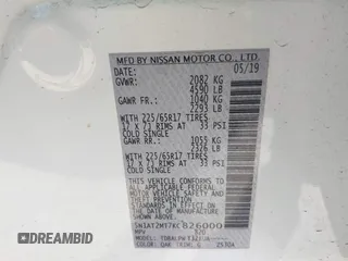 2019 Nissan Rogue SV with VIN 5N1AT2MT7KC826000, listed as a IAAI auction lot 40815450 with 23,324 mi miles and . Bid and sale history available at DreamBid. Image 9.