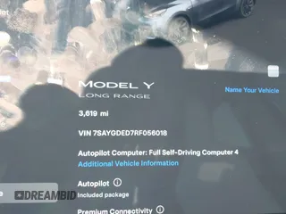 2024 Tesla Model Y с VIN 7SAYGDED7RF056018, выставлен на аукционе IAAI как лот 41322262 с пробегом 3 619 миль миль и . История ставок и продаж доступна на DreamBid. Изображение 7.
