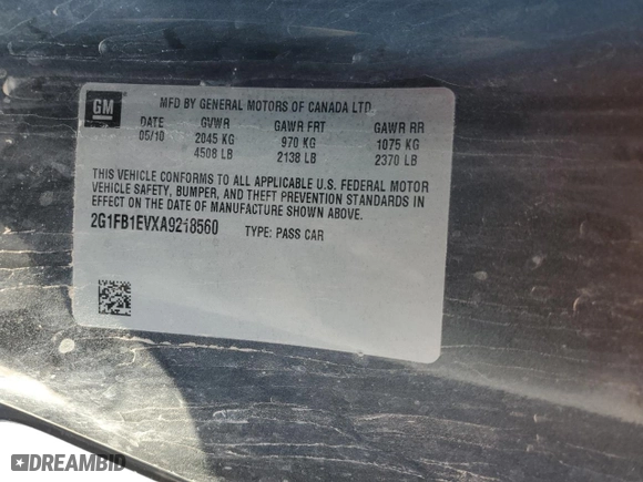 2010 Chevrolet Camaro 1LT with VIN 2G1FB1EVXA9218560, listed as a Copart auction lot 45057445 with 172,117 mi miles and Salvage Title. Bid and sale history available at carsss.com. Image 12.