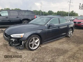 2018 Audi A5 Sportback Premium with VIN WAUDNCF55JA014752, listed as a Copart auction lot 62065494 with 48,801 mi miles and Salvage Title. Bid and sale history available at carsss.com. Image 1.