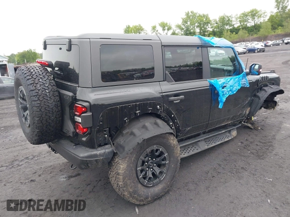 2023 Ford Bronco Raptor with VIN 1FMEE5JR9PLB23222, listed as a IAAI auction lot 42376438 with 7,447 mi miles and . Bid and sale history available at DreamBid. Image 4.