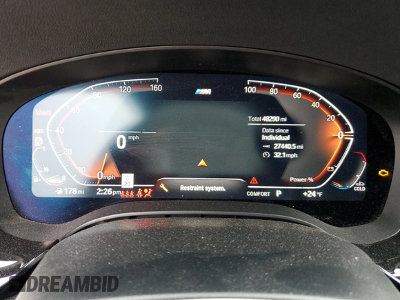 2021 BMW 5 Series 540i with VIN WBA53BJ04MCF43184, listed as a Copart auction lot 45384945 with 48,290 mi miles and Salvage Title. Bid and sale history available at DreamBid. Image 9.