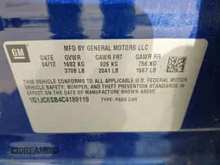 2012 Chevrolet Sonic LT with VIN 1G1JC6SB4C4188119, listed as a IAAI auction lot 42616201 with 70,675 mi miles and . Bid and sale history available at DreamBid. Image 9.