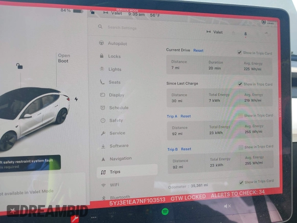 2022 Tesla Model 3 with VIN 5YJ3E1EA7NF103513, listed as a IAAI auction lot 41643592 with 35,631 mi miles and . Bid and sale history available at DreamBid. Image 17.