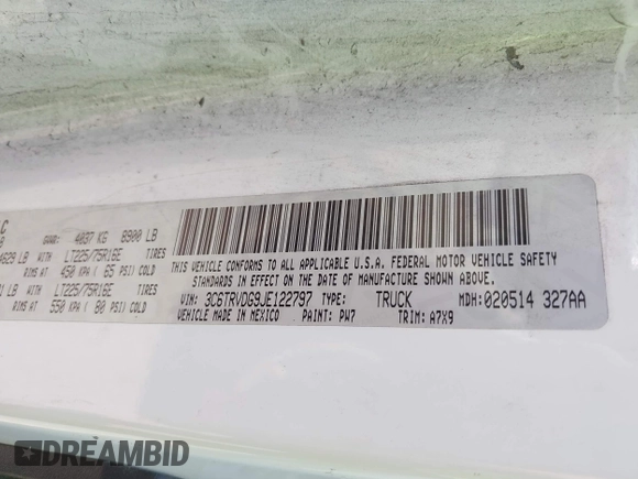 2018 Ram ProMaster Cargo z VIN 3C6TRVDG9JE122797, wystawiony jako IAAI lot #42275056 z przebiegiem 275 341 mil mil oraz . Historia ofert i sprzedaży dostępna na DreamBid. Obrazek 9.