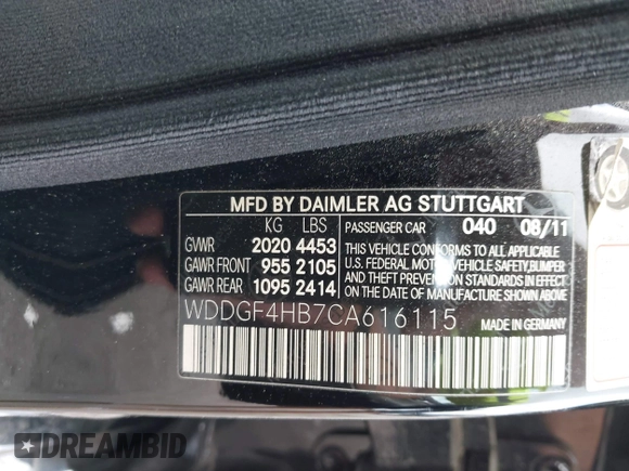 2012 Mercedes-Benz C 250 Sport with VIN WDDGF4HB7CA616115, listed as a IAAI auction lot 42508748 with 104,348 mi miles and . Bid and sale history available at DreamBid. Image 9.