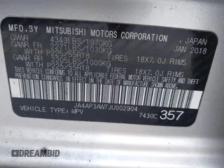 2018 Mitsubishi Outlander SE with VIN JA4AP3AW7JU002904, listed as a IAAI auction lot 42308738 with 65,259 mi miles and . Bid and sale history available at DreamBid. Image 9.