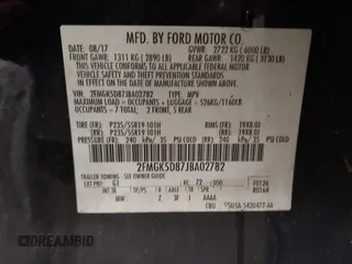 2018 Ford Flex Limited with VIN 2FMGK5D87JBA02782, listed as a IAAI auction lot 41725090 with 138,479 mi miles. Bid and sale history available at carsss.com. Image 9.