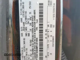 2021 Ford F-150 XL с VIN 1FTEW1E80MFC91854, выставлен на аукционе Copart как лот 58150765 с пробегом 47 950 миль миль и Списание • Salvage title. История ставок и продаж доступна на DreamBid. Изображение 12.