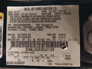 2016 Lincoln MKZ with VIN 3LN6L2JK2GR603504, listed as a IAAI auction lot 41020438 with 119,648 mi miles and . Bid and sale history available at DreamBid. Image 9.