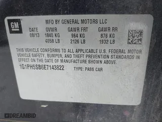 2014 Chevrolet Cruze ECO with VIN 1G1PH5SB6E7143822, listed as a IAAI auction lot 41928620 with 162,580 mi miles. Bid and sale history available at carsss.com. Image 9.