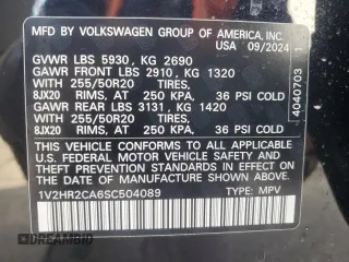 2025 Volkswagen Atlas SE with VIN 1V2HR2CA6SC504089, listed as a Copart auction lot 85039764 with 3,113 mi miles and Clean title. Bid and sale history available at DreamBid. Image 13.