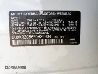2015 BMW X5 sDrive35i with VIN 5UXKR2C56F0H39904, listed as a Copart auction lot 47062295 with 175,409 mi miles and Clean Title. Bid and sale history available at carsss.com. Image 13.