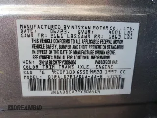 2023 Nissan Sentra SV with VIN 3N1AB8CV7PY308404, listed as a Copart auction lot 54715675 with 50,794 mi miles and Salvage Title. Bid and sale history available at DreamBid. Image 12.