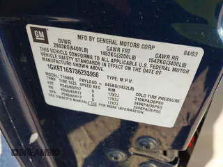 2003 GMC Envoy SLT z VIN 1GKET16S736233956, wystawiony jako IAAI lot #41844351 z przebiegiem 244 942 mil mil oraz . Historia ofert i sprzedaży dostępna na DreamBid. Obrazek 9.