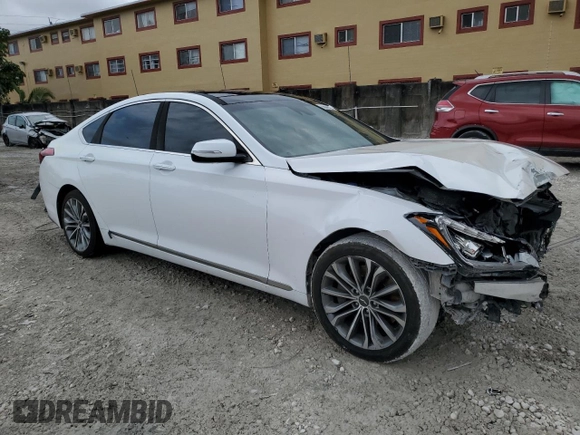 2017 Genesis G80 3.8L z VIN KMHGN4JE5HU182487, wystawiony jako Copart lot #56643395 z przebiegiem Nie podano mil oraz Szkoda całkowita • Salvage title. Historia ofert i sprzedaży dostępna na DreamBid. Obrazek 4.
