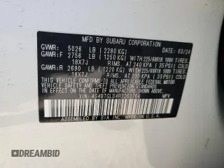 2024 Subaru Outback Onyx XT with VIN 4S4BTGLD4R3262764, listed as a Copart auction lot 80206004 with 5,556 mi miles and Salvage title. Bid and sale history available at DreamBid. Image 14.