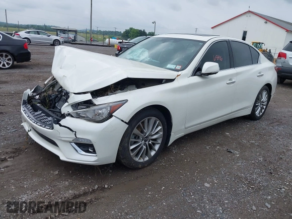 2021 Infiniti Q50 Luxe z VIN JN1EV7BR3MM751283, wystawiony jako IAAI lot #42446846 z przebiegiem 25 524 mil mil oraz . Historia ofert i sprzedaży dostępna na DreamBid. Obrazek 2.