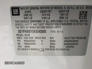 2010 Cadillac SRX Performance Collection with VIN 3GYFNBEY5AS643583, listed as a IAAI auction lot 41638630 with 137,431 mi miles and . Bid and sale history available at DreamBid. Image 9.