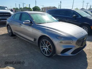2025 Genesis G70 2.5T with VIN KMTG34SC4SU149769, listed as a IAAI auction lot 41952683 with 12,929 mi miles. Bid and sale history available at carsss.com. Image 1.