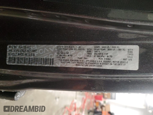 2020 Jeep Wrangler Unlimited Sport S с VIN 1C4HJXDG8LW311497, выставлен на аукционе Copart как лот 45329025 с пробегом 97 842 миль миль и На запчасти • Non repairable. История ставок и продаж доступна на DreamBid. Изображение 13.