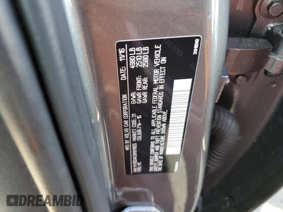 2017 Volvo S90 Momentum z VIN YV1102AK3H1011655, wystawiony jako Copart lot #63753612 z przebiegiem 46 425 mil mil oraz . Historia ofert i sprzedaży dostępna na DreamBid. Obrazek 10.