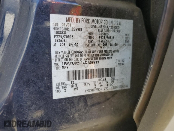 2004 Ford Escape XLS with VIN 1FMYU92114DA08913, listed as a Copart auction lot 47459535 with 153,887 mi miles and Clean Title. Bid and sale history available at DreamBid. Image 13.