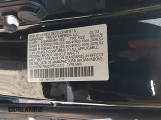 2023 Honda Passport EX-L z VIN 5FNYF8H5XPB013172, wystawiony jako IAAI lot #41680601 z przebiegiem 29 016 mil mil oraz . Historia ofert i sprzedaży dostępna na DreamBid. Obrazek 9.