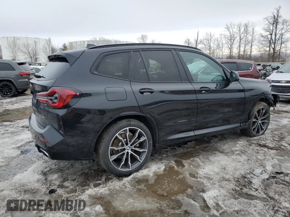 2022 BMW X3 xDrive30i with VIN 5UX53DP09N9K43964, listed as a Copart auction lot 48663145 with 32,306 mi miles and Salvage Title. Bid and sale history available at DreamBid. Image 3.