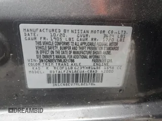 2021 Nissan Versa SV z VIN 3N1CN8EV7ML821786, wystawiony jako Copart lot #56646685 z przebiegiem 73 121 mil mil oraz Szkoda całkowita • Salvage title. Historia ofert i sprzedaży dostępna na DreamBid. Obrazek 13.