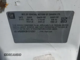 2011 Chevrolet Impala LT Fleet z VIN 2G1WG5EK3B1215367, wystawiony jako Copart lot #52008935 z przebiegiem 122 602 mil mil oraz Czysty tytuł • Clean title. Historia ofert i sprzedaży dostępna na DreamBid. Obrazek 12.