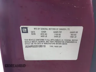 2005 Pontiac Grand Prix z VIN 2G2WP522251285110, wystawiony jako IAAI lot #42112729 z przebiegiem 166 328 mil mil oraz . Historia ofert i sprzedaży dostępna na DreamBid. Obrazek 9.