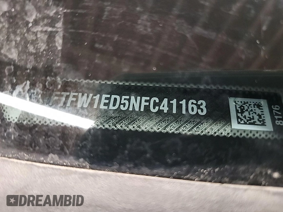 2022 Ford F-150 XL with VIN 1FTFW1ED5NFC41163, listed as a IAAI auction lot 42781942 with 30,615 mi miles and . Bid and sale history available at DreamBid. Image 20.