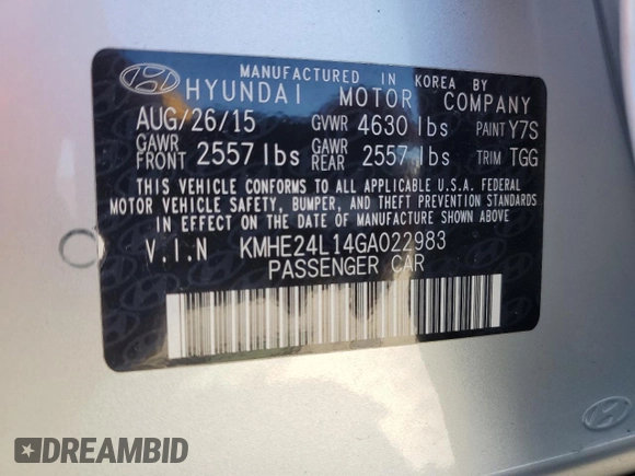 2016 Hyundai Sonata Hybrid SE with VIN KMHE24L14GA022983, listed as a Copart auction lot 48523255 with 112,896 mi miles and Salvage Title. Bid and sale history available at carsss.com. Image 13.