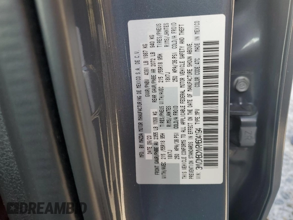 2024 Mazda CX-30 S Carbon Edition с VIN 3MVDMBCMXRM604194, выставлен на аукционе Copart как лот 54777125 с пробегом 9 816 миль миль и Списание • Salvage title. История ставок и продаж доступна на DreamBid. Изображение 13.
