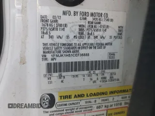 2012 Ford Expedition Max King Ranch z VIN 1FMJK1H51CEF35555, wystawiony jako Copart lot #88504325 z przebiegiem 185 881 mil mil oraz Szkoda całkowita • Salvage title. Historia ofert i sprzedaży dostępna na DreamBid. Obrazek 16.