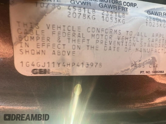 1987 Buick Regal with VIN 1G4GJ11Y4HP413978, listed as a Copart auction lot 87311954 with 52,519 mi miles and Salvage Title. Bid and sale history available at DreamBid. Image 10.