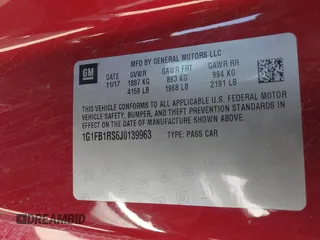 2018 Chevrolet Camaro 1LT z VIN 1G1FB1RS6J0139963, wystawiony jako IAAI lot #41885065 z przebiegiem 45 260 mil mil oraz . Historia ofert i sprzedaży dostępna na DreamBid. Obrazek 9.