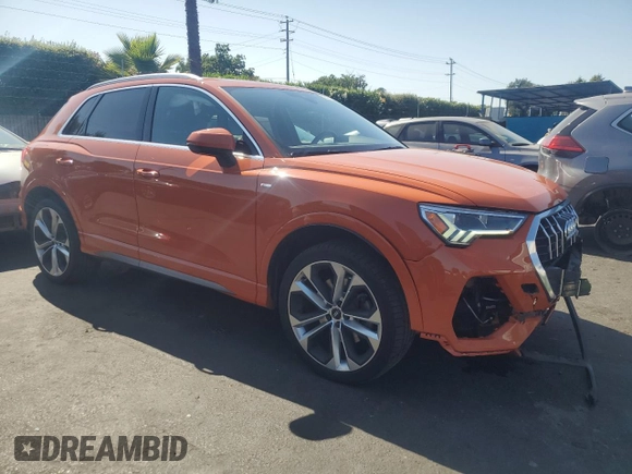 2020 Audi Q3 S line Premium Plus with VIN WA1EECF31L1021717, listed as a Copart auction lot 62613915 with 58,247 mi miles and Salvage title. Bid and sale history available at DreamBid. Image 4.