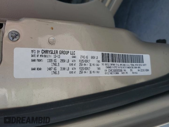 2014 Chrysler Town & Country Touring with VIN 2C4RC1BG9ER255998, listed as a Copart auction lot 51385125 with 91,356 mi miles and Clean Title. Bid and sale history available at DreamBid. Image 13.