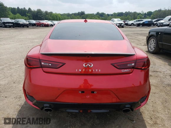 2017 Infiniti Q60 Red Sport 400 with VIN JN1FV7EK9HM610355, listed as a Copart auction lot 57042185 with 54,581 mi miles and Salvage title. Bid and sale history available at DreamBid. Image 6.