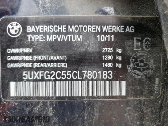 2012 BMW X6 35i z VIN 5UXFG2C55CL780183, wystawiony jako Copart lot #57357295 z przebiegiem 173 748 mil mil oraz Czysty tytuł • Clean title. Historia ofert i sprzedaży dostępna na DreamBid. Obrazek 13.