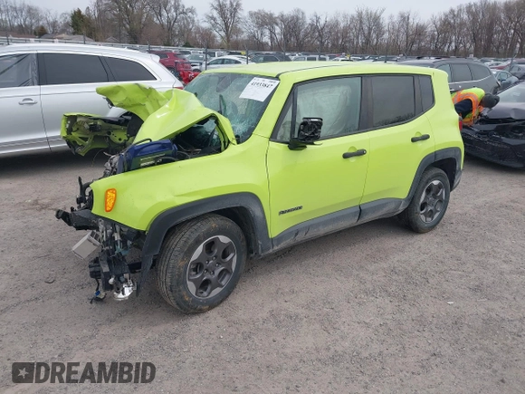 2017 Jeep Renegade Sport with VIN ZACCJAAH6HPG09555, listed as a IAAI auction lot 41933847 with 100,332 mi miles and . Bid and sale history available at DreamBid. Image 17.