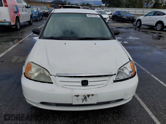2001 Honda Civic DX with VIN 2HGES16281H614582, listed as a Copart auction lot 44421255 with 257,612 mi miles and Salvage Title. Bid and sale history available at carsss.com. Image 5.