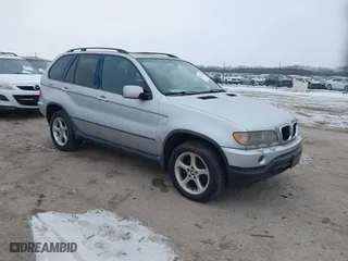 2003 BMW X5 3.0i with VIN 5UXFA535X3LW23557, listed as a IAAI auction lot 41577145 with 97,878 mi miles. Bid and sale history available at carsss.com. Image 1.